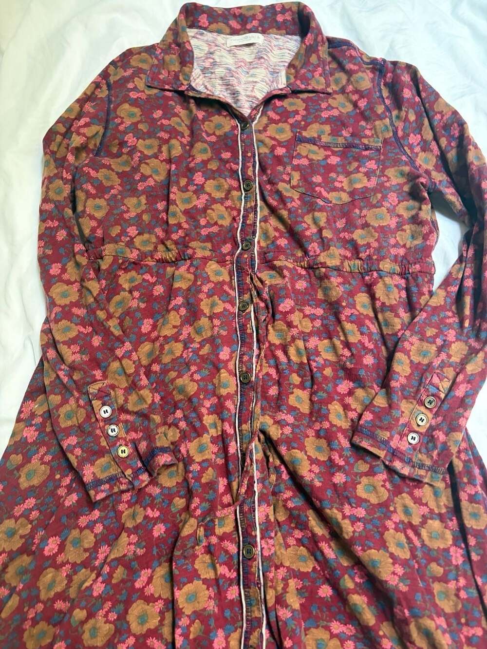 Natural Life Christa Knit Maxi Dress Size L Red Floral Long Sleeve - Picture 3 of 8